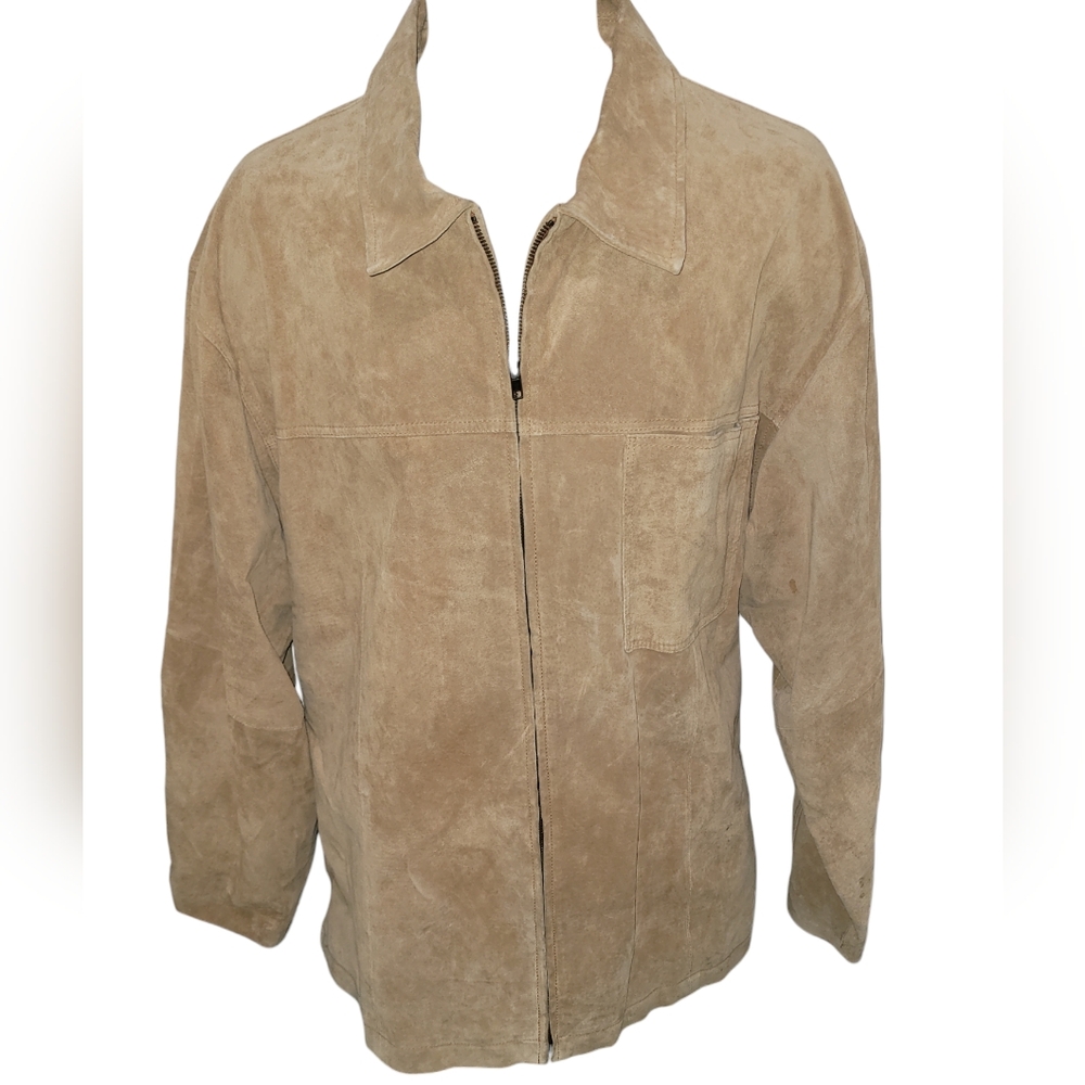 EMERGENCY EXIT Suede Leather Coat Adult XL Retro Jacket